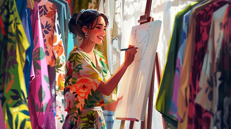 Photo gratuit illustration de style artistique numérique d'un créateur de mode