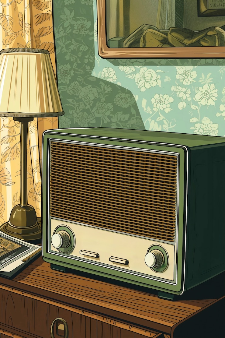 Photo gratuit illustration de style artistique numérique d'un dispositif radio rétro