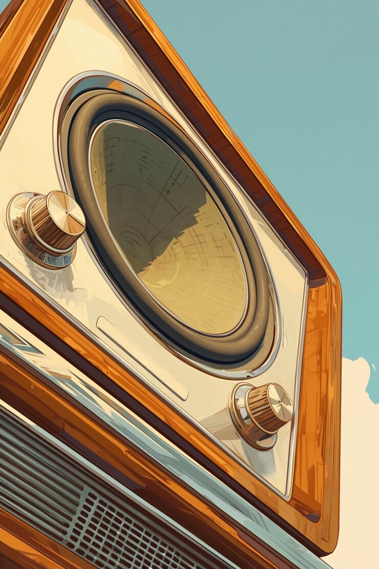 Photo gratuit illustration de style artistique numérique d'un dispositif radio rétro