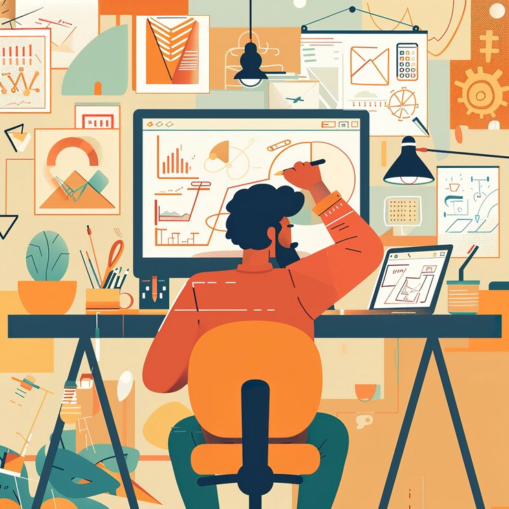 Photo gratuit illustration de style artistique numérique du graphiste