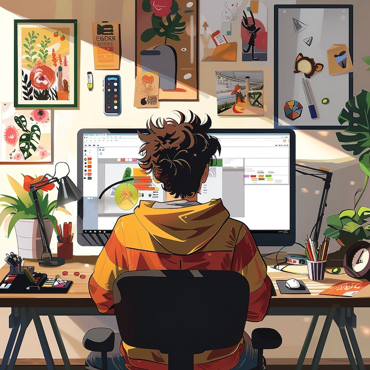 Photo gratuit illustration de style artistique numérique du graphiste