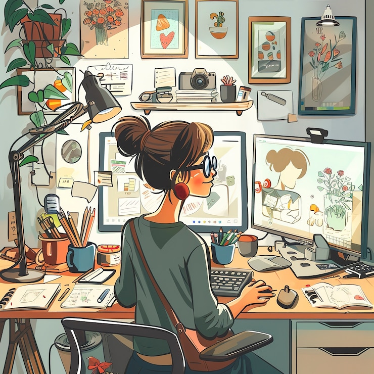 Photo gratuit illustration de style artistique numérique du graphiste