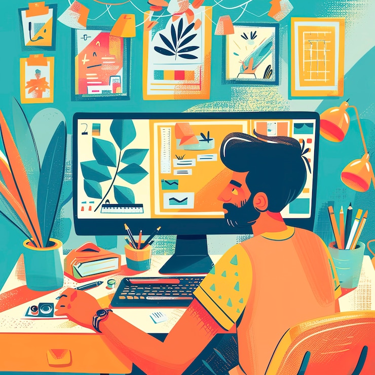 Photo gratuit illustration de style artistique numérique du graphiste