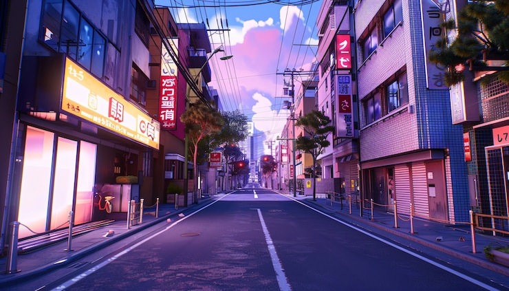 Photo gratuit illustration de la ville de l'anime