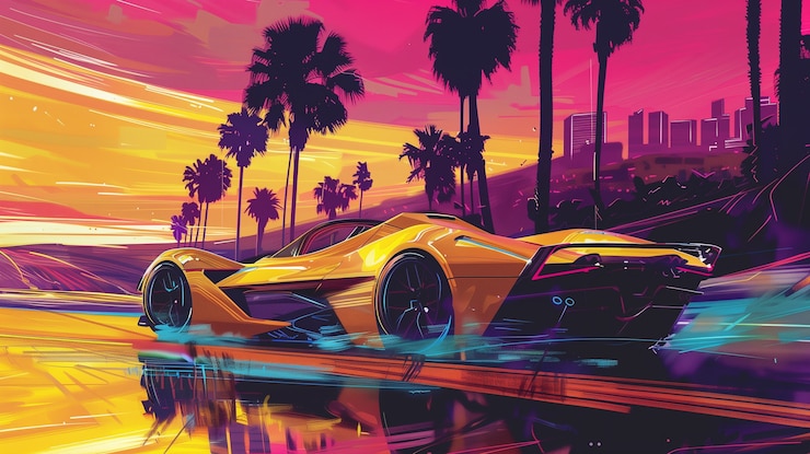 Photo gratuit illustration de voiture futuriste
