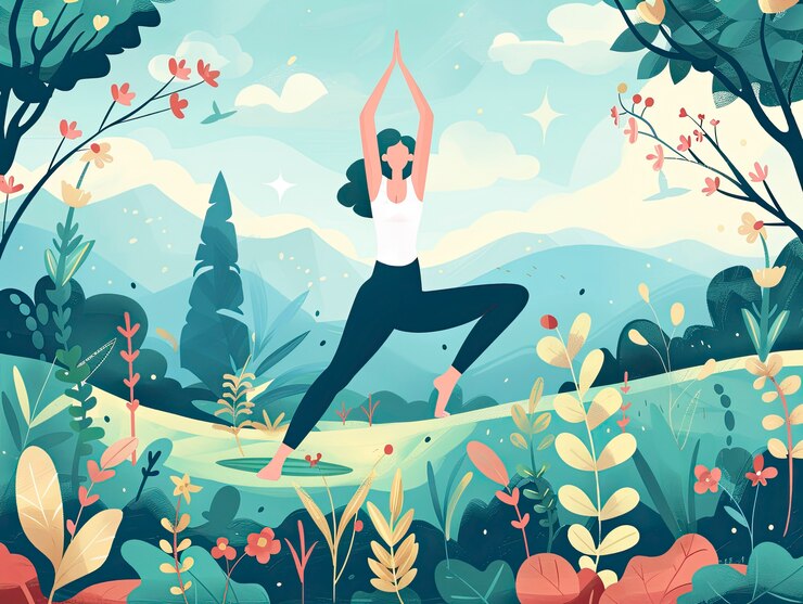 Photo gratuit illustration de yoga dans le style de l'art numérique