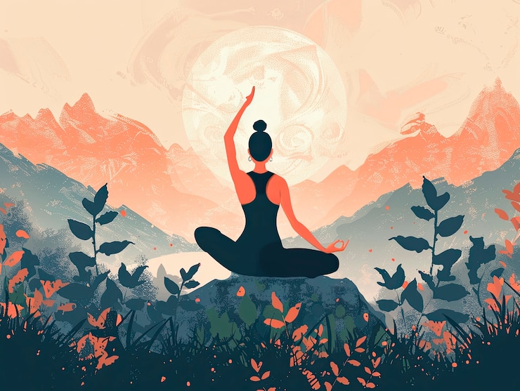 Photo gratuit illustration de yoga dans le style de l'art numérique