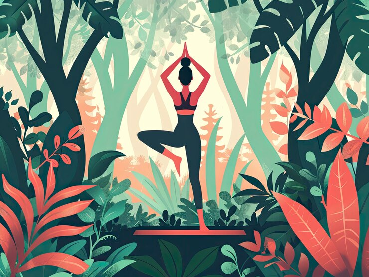 Photo gratuit illustration de yoga dans le style de l'art numérique