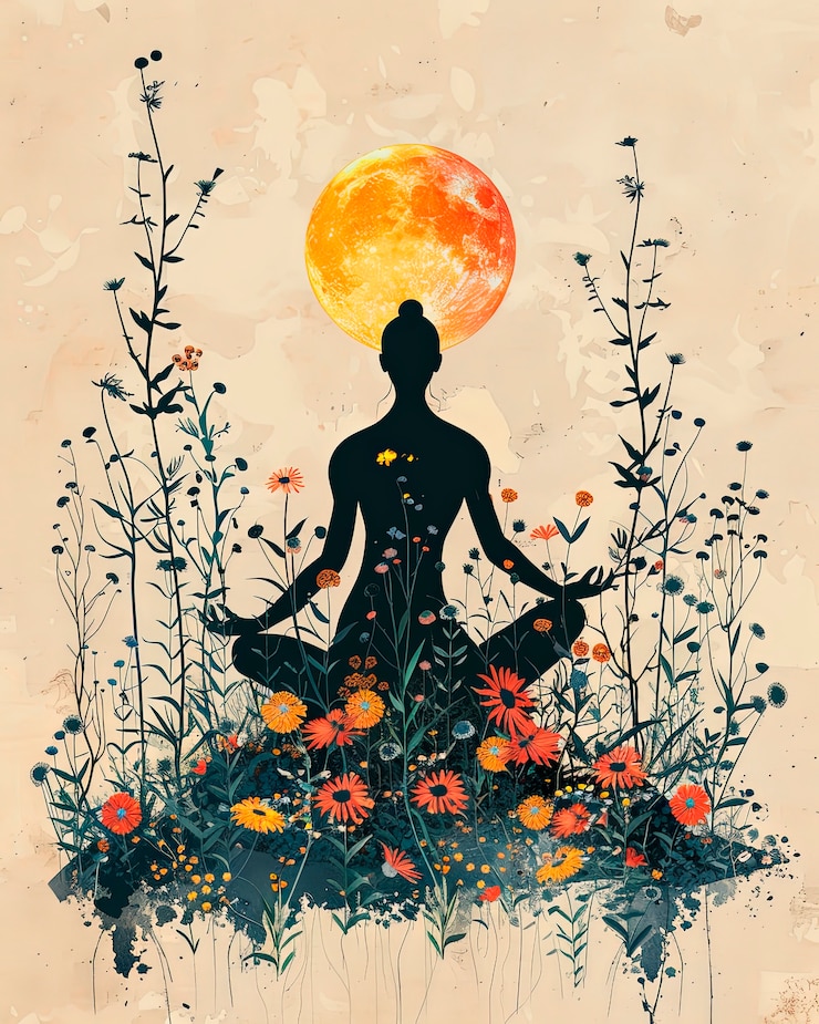 Photo gratuit illustration de yoga dans le style de l'art numérique