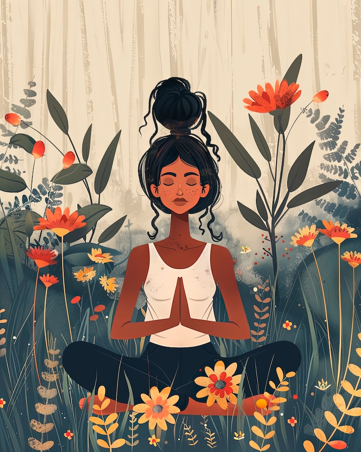 Photo gratuit illustration de yoga dans le style de l'art numérique