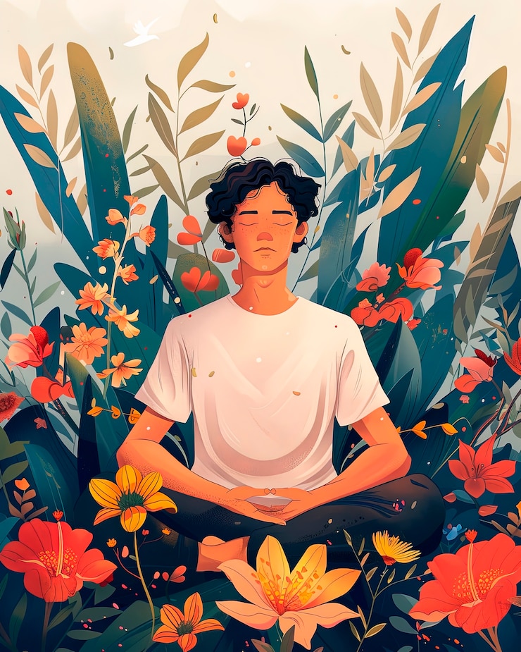 Photo gratuit illustration de yoga dans le style de l'art numérique