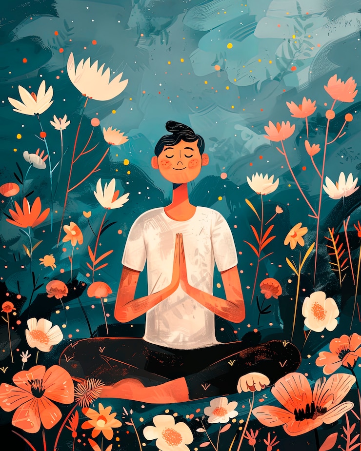 Photo gratuit illustration de yoga dans le style de l'art numérique