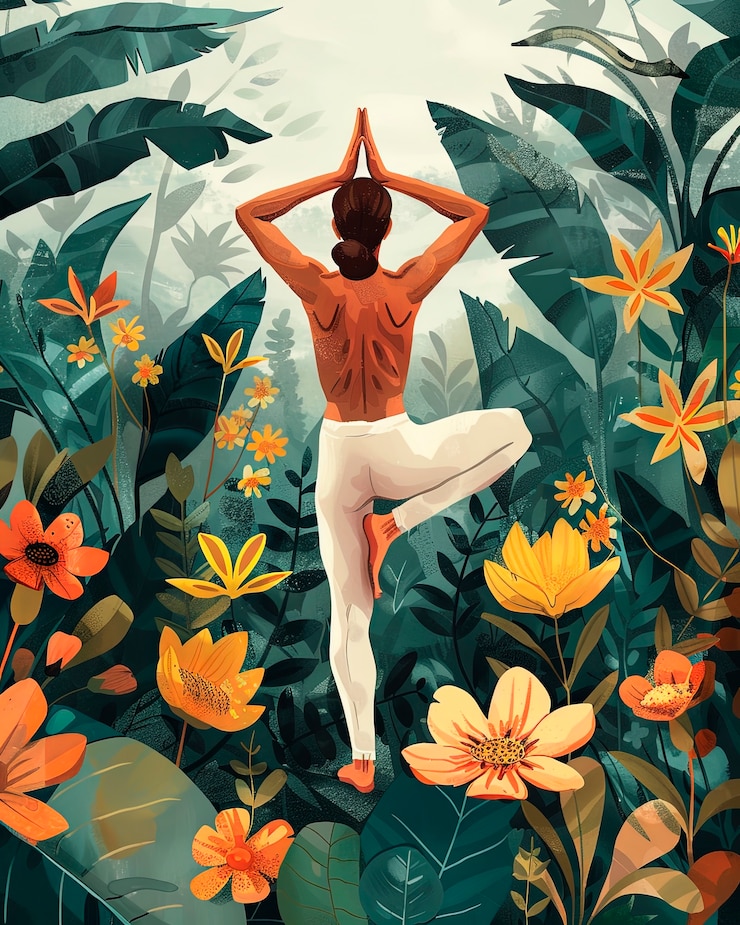 Photo gratuit illustration de yoga dans le style de l'art numérique