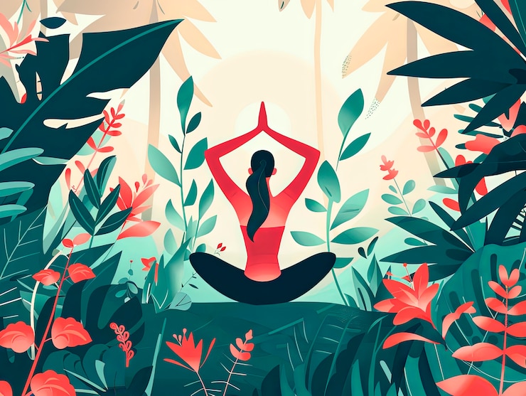 Photo gratuit illustration de yoga dans le style de l'art numérique