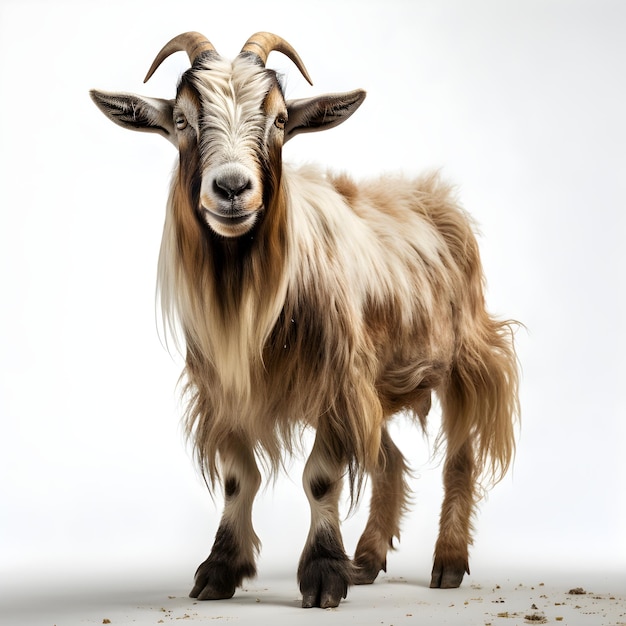 Photo gratuite image d'un animal de chèvre sauvage isolé sur fond blanc