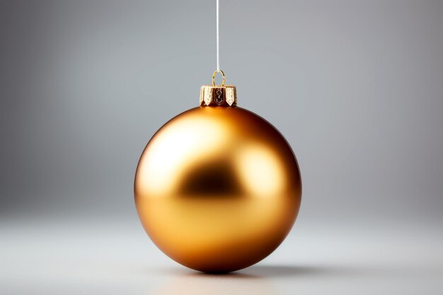 Image d'une boule de Noël dorée sur fond gris