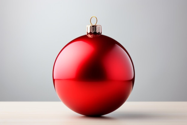 Photo gratuite image d'une boule de noël rouge suspendue sur un fond gris