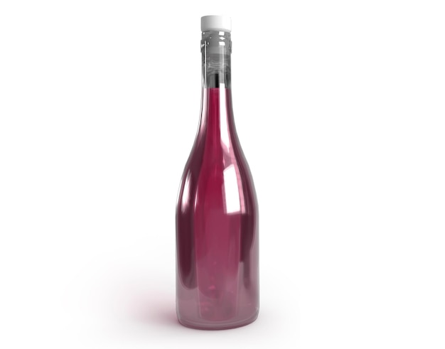 Image d'une bouteille de vin rose réaliste sur fond blanc