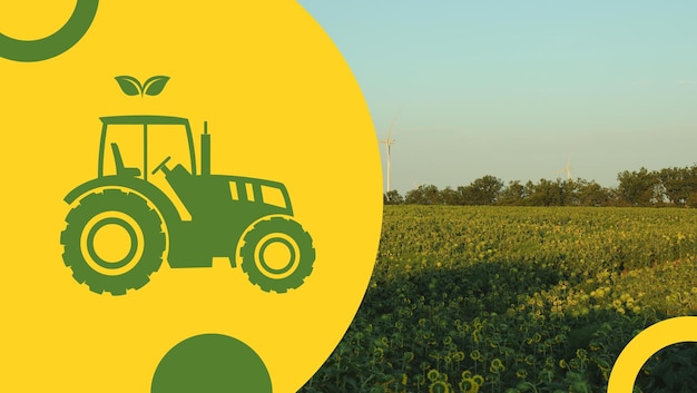 Image avec champ et tracteur pour concept agricole