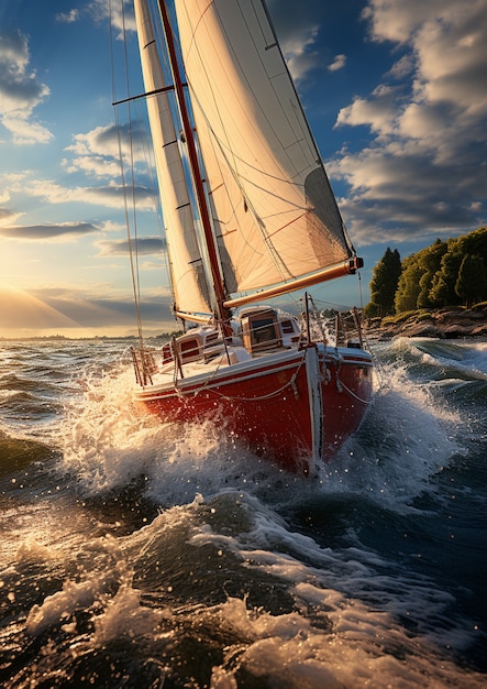 Photo gratuite image du bateau générée par ai