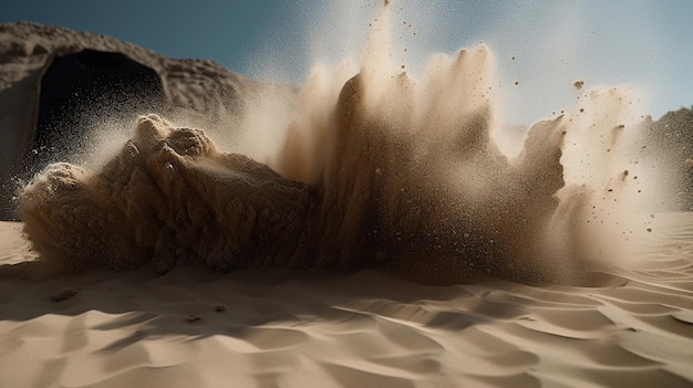 Image générée par IA d'explosion de poudre de poussière de sable