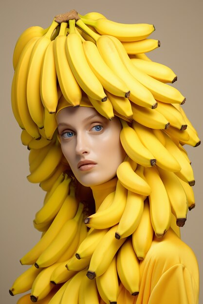 Image générée par IA d'une femme avec des bananes