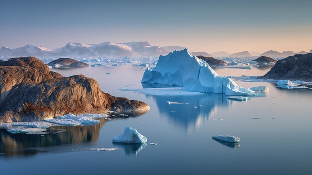 Image générée par l'IA des glaciers et des icebergs