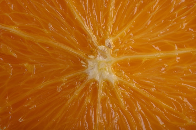 Image macro d'orange mûre, faible profondeur de champ.