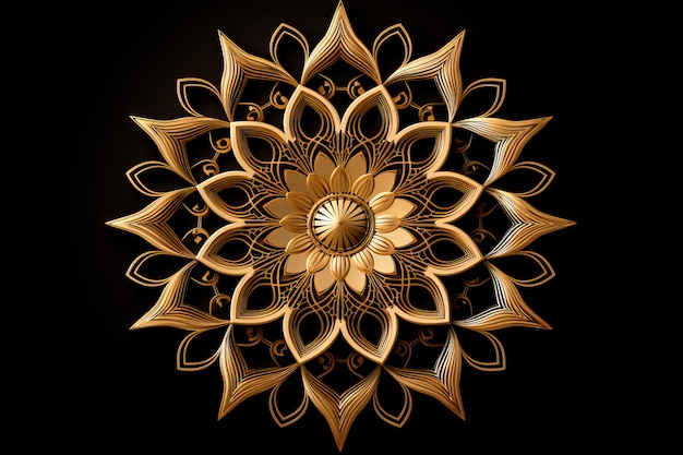 Photo gratuite image de mandala doré pour diwali sur fond noir