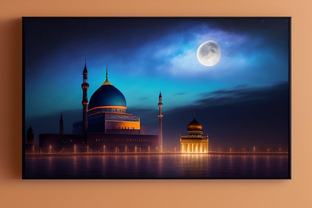 Photo gratuite une image d'une mosquée avec la lune en arrière-plan.