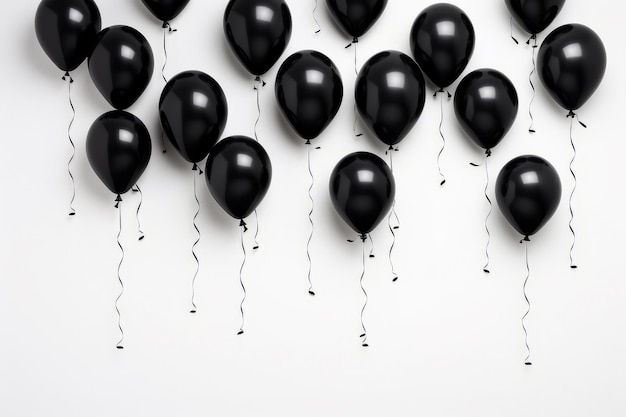 Photo gratuite image d'un mur blanc avec une collection de ballons noirs