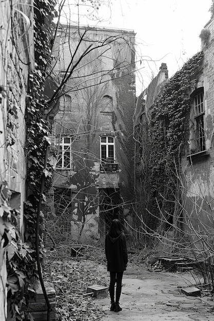 Photo gratuite image en noir et blanc d'une femme triste