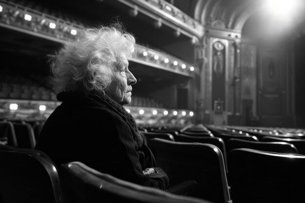 Photo gratuite image en noir et blanc d'une femme triste