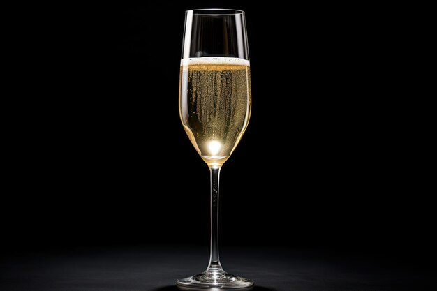 Image d'un verre de champagne sur fond noir