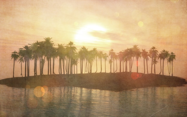 Photo gratuite image vintage 3d d'une île tropicale