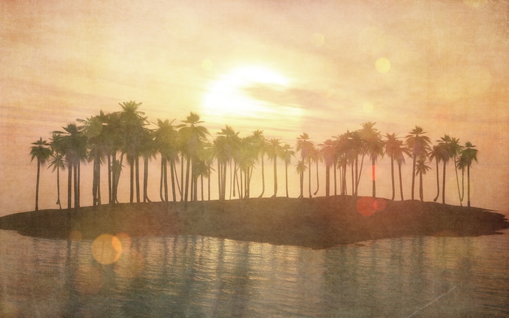 Photo gratuit image vintage 3d d&#39;une île tropicale