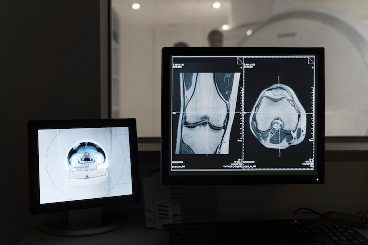 Photo gratuit des images de ct scan sur des ordinateurs