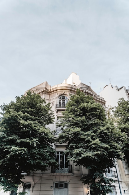 Immeuble de bureaux caché par les arbres