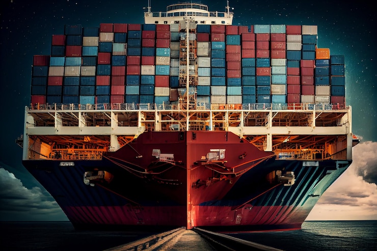 Photo gratuit industrie du transport maritime transportant des marchandises sur un navire nautique ia générative