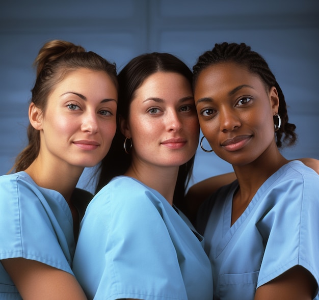 Photo gratuite infirmières de taille moyenne en studio