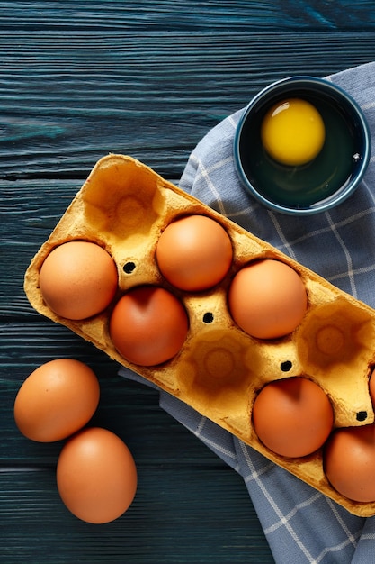 Ingrédient pour la cuisson des plats oeufs vue de dessus