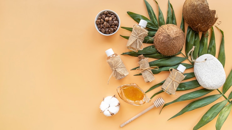 Photo gratuit ingrédients pour cosmétiques