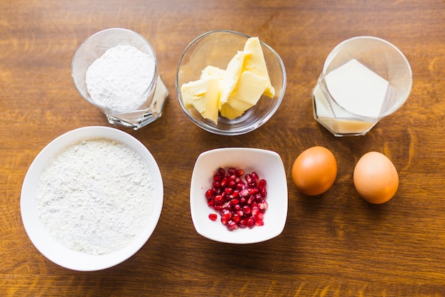 Ingrédients pour la cuisson de la pâte