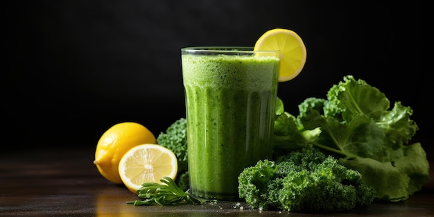 Photo gratuite ingrédients sains dans un smoothie vert symbolisant une alimentation saine