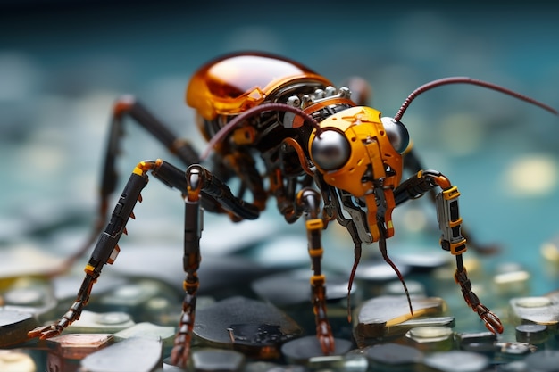 Photo gratuite insecte robotique généré par ai