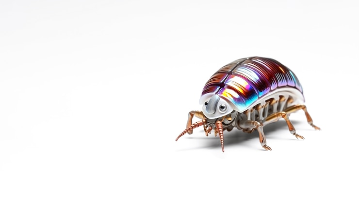 Photo gratuit insecte robotique en studio avec espace de copie