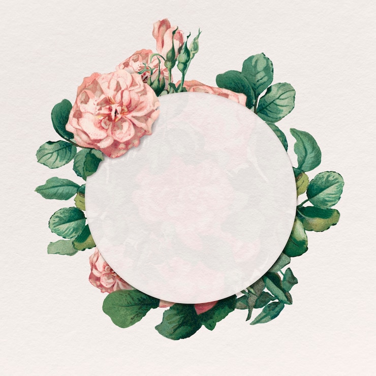 Photo gratuit insigne rond botanique cadre rose rose