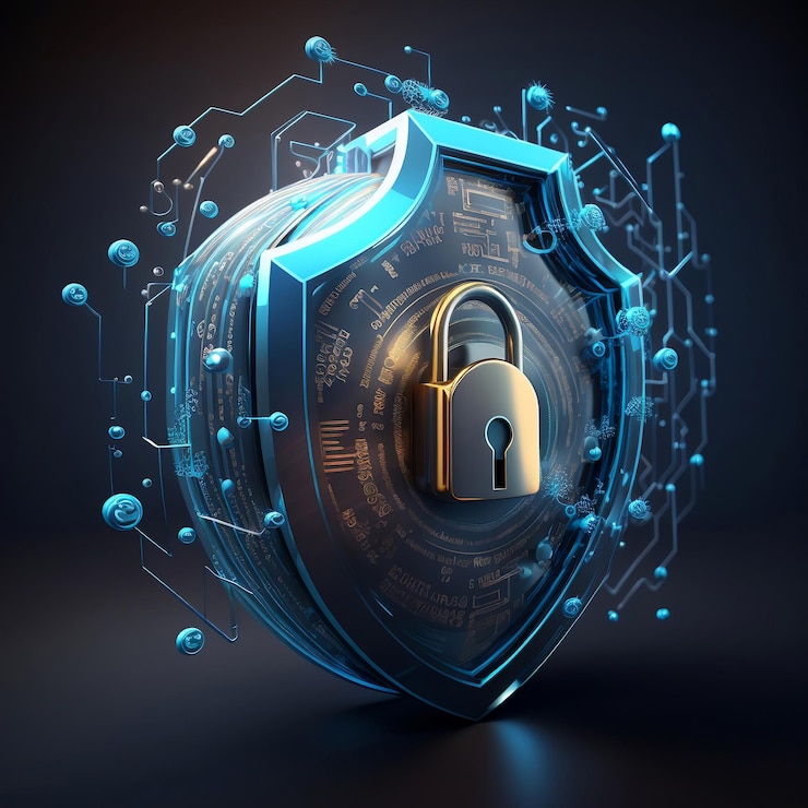 Photo gratuit insigne de sécurité internet 3d