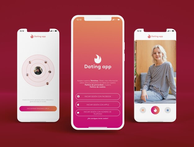 Interface d'application de rencontres sur le smartphone