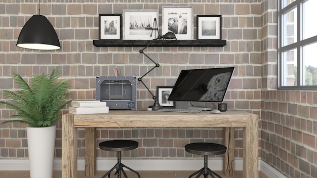 Photo gratuite intérieur de bureau moderne 3d